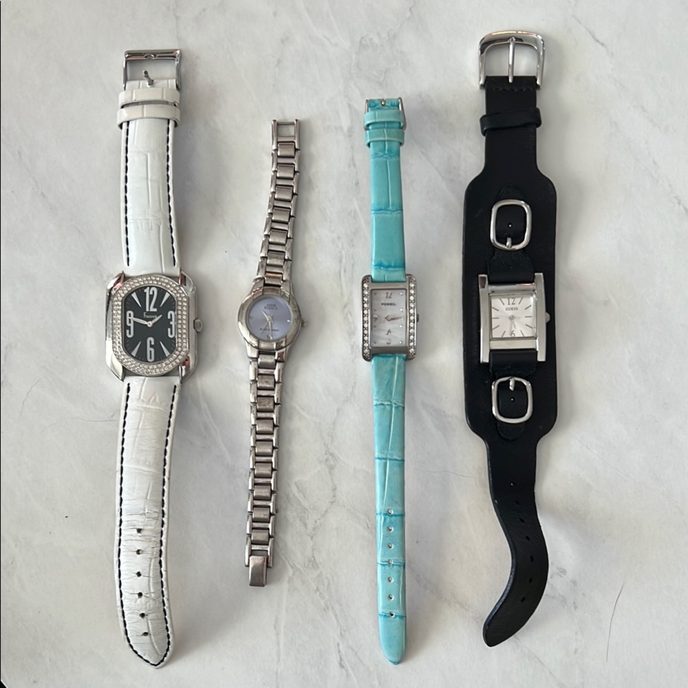Stylish Watch Collection in White, Silver, Turquoise, and Black